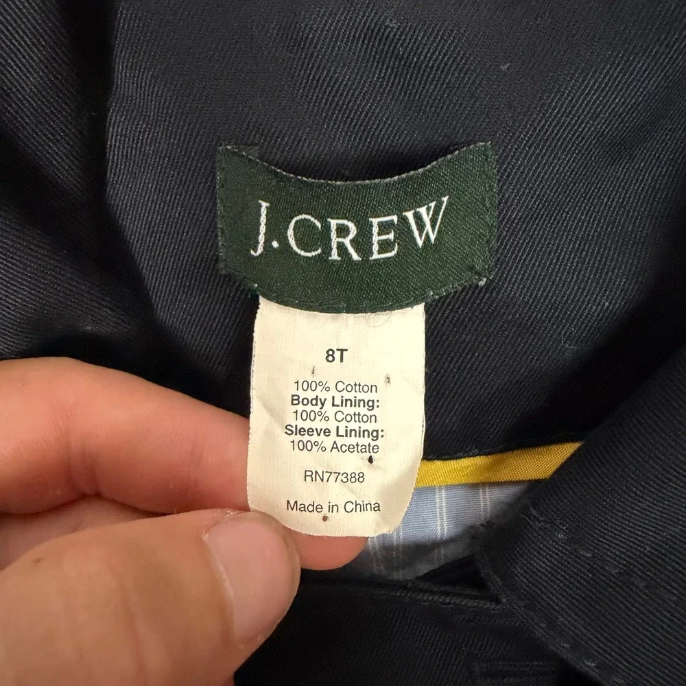 J.Crew Pea Coat Jacket Women 8T Black Double Breasted Ruffle Pocket Cotton Tall - Picture 4 of 9